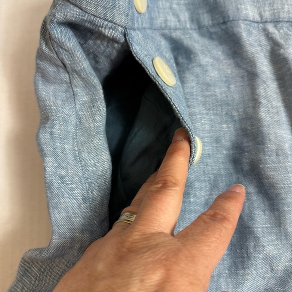 LOFT Blue High Waist Nautical Shorts 100% Linen Size 14 - Picture 3 of 9